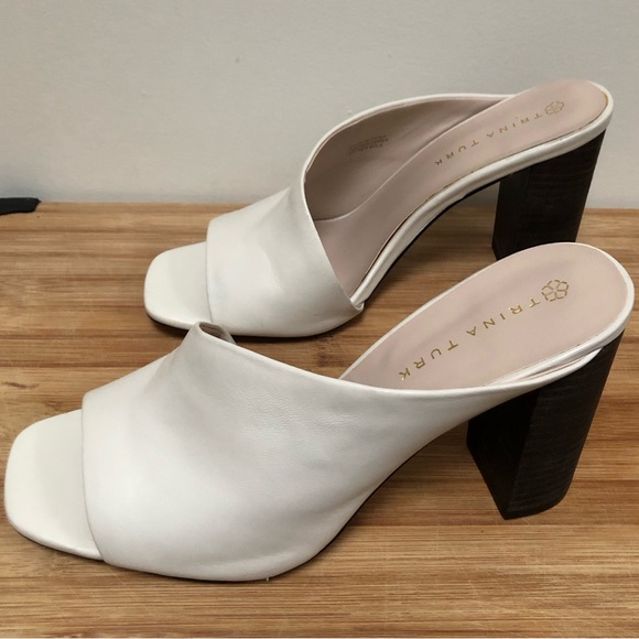 Trina Turk Open Toe Leather Asymmetrical Heeled Mule - Picture 5 of 11